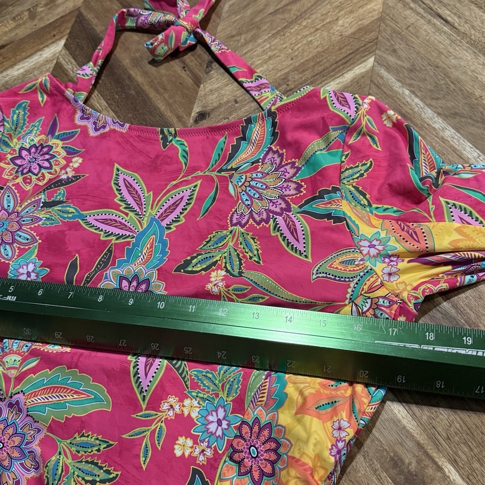 Johnny Was Swim Suit Kaleida Flamingo Cut Out Surf Womens XL New - Picture 5 of 10